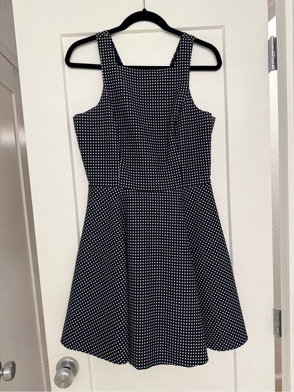 Club Monaco Navy and White Polka Dot Mini Dress